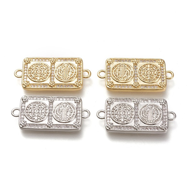

PandaHall Brass Micro Pave Cubic Zirconia Links Connectors, Rectangle with Cssml Ndsmd Cross God Father Religious Christianity, Clear, Mixed...