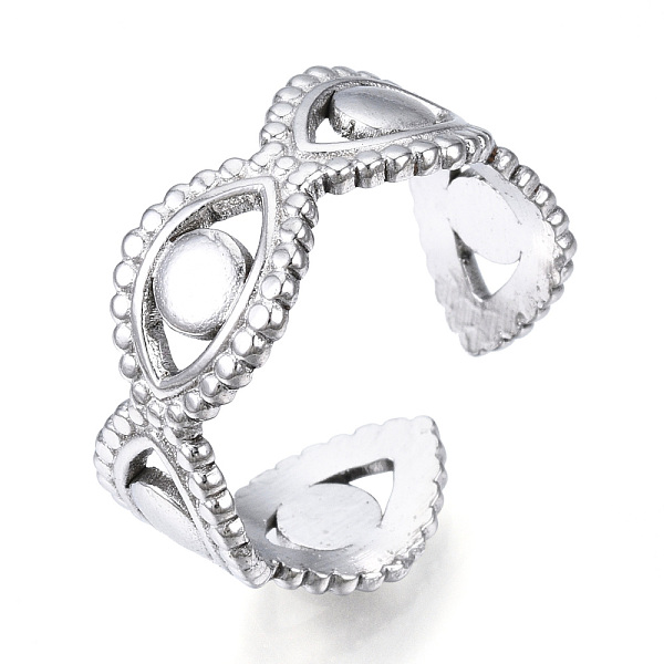 

PandaHall 304 Stainless Steel Evil Eye Open Cuff Ring, Hollow Chunky Ring for Women, Stainless Steel Color, US Size 7(17.3mm) 304 Stainless...