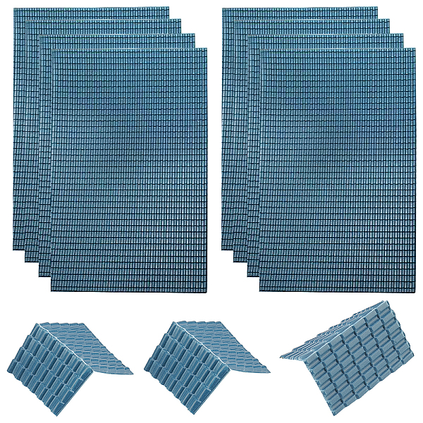 PandaHall BENECREAT 8 Sheets 2 Style Modle House Roof Blue Tiles, 29.7X20cm Micro Landscape Accessories Plastic Miniature Tiles for Model...