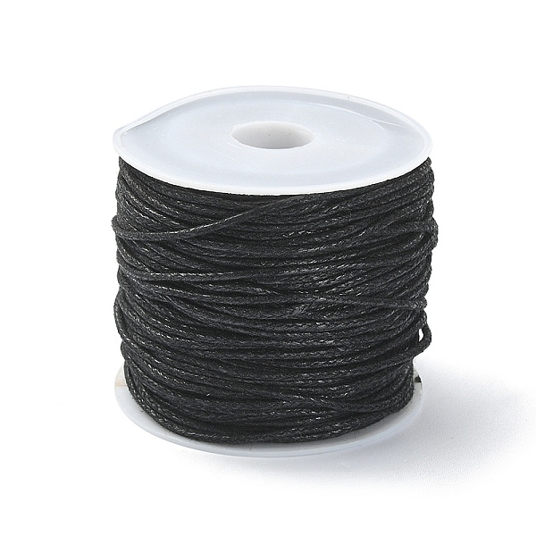 PandaHall 20M Waxed Cotton Cords, Multi-Ply Round Cord, Macrame Artisan String for Jewelry Making, Black, 1mm, about 21.87 Yards(20m)/Roll...