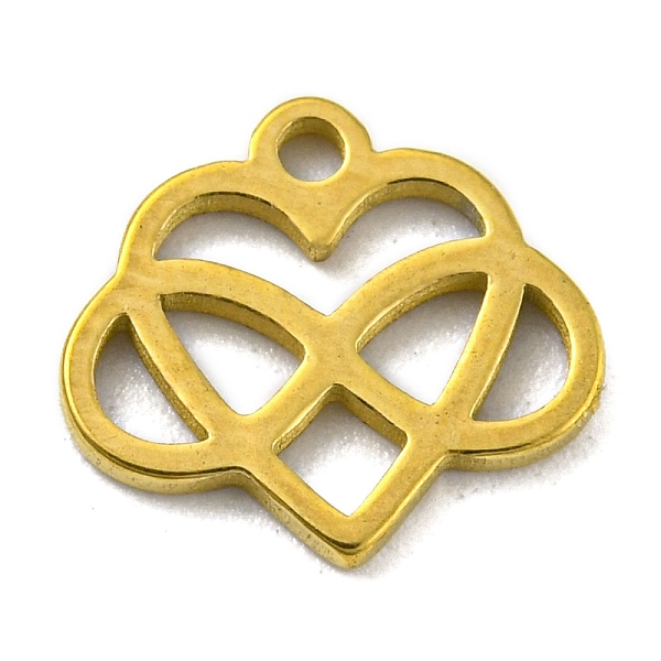 

PandaHall Laser Cut 304 Stainless Steel Charms, Heart with Infinity Charms, Golden, 9x10x1mm, Hole: 1.2mm 304 Stainless Steel Heart