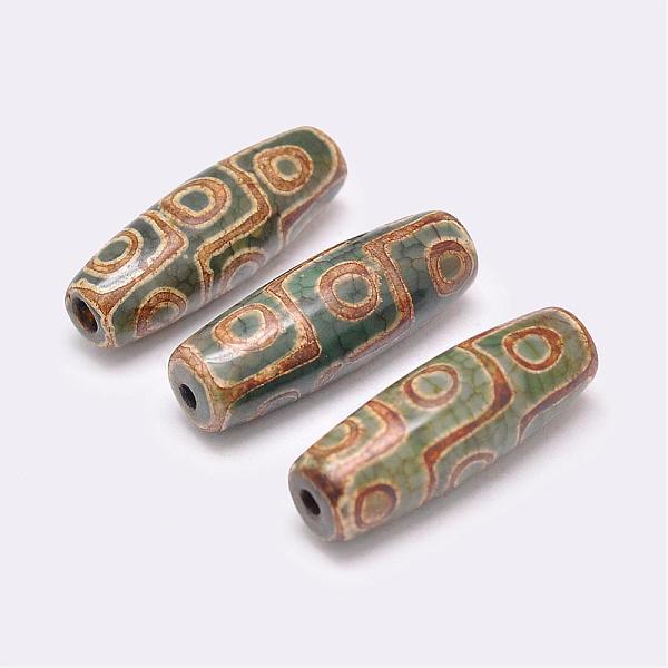 

PandaHall Tibetan Style 9-Eye dZi Beads , Natural Agate Beads, Dyed & Heated, Rice, Olive Drab, 29~30x9~11mm, Hole: 2.5~3mm Tibetan Agate..., Green