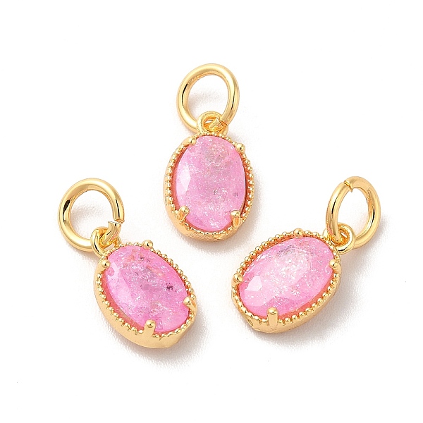 

PandaHall Real 18K Gold Plated Brass Micro Pave Cubic Zirconia Pendants, with Jump Rings, Oval, Pearl Pink, 10x6.5x2.5mm, Hole: 3mm...