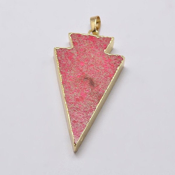

PandaHall Natural Regalite/Imperial Jasper/Sea Sediment Jasper Triangle Golden Plated Pendants, Dyed & Heated, with Brass Finding...