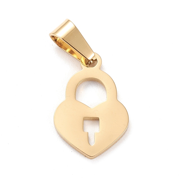 

PandaHall 304 Stainless Steel Pendants, Laser Cut, Heart Lock, Golden, 18x12x1mm, Hole: 5x3mm 304 Stainless Steel Lock