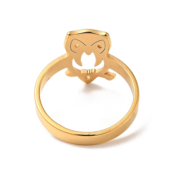 Ion Plating(IP) 201 Stainless Steel Owl Finger Ring For Women