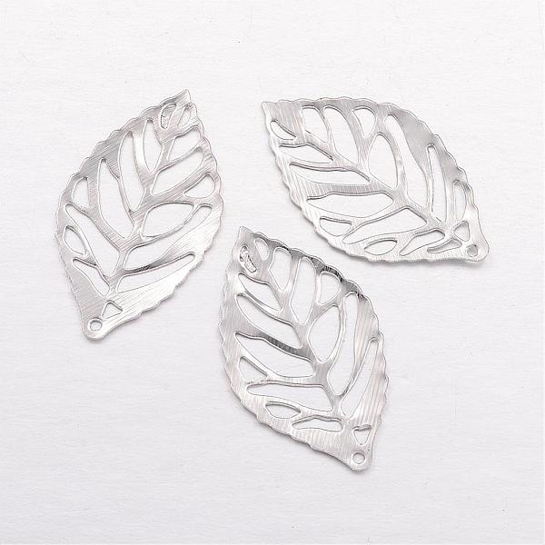 

PandaHall Iron Filigree Pendants, Leaf, Platinum, 23x13x1mm, Hole: 0.5mm Iron Leaf