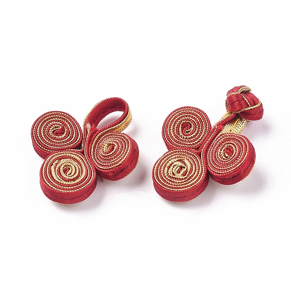 

PandaHall Handmade Chinese Frogs Knots Buttons Sets, Polyester Button, FireBrick, 25~28.5x57~65x9~14.4mm Polyester Others Red