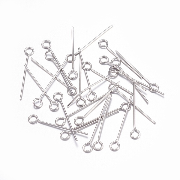 

PandaHall 304 Stainless Steel Eye Pins, Stainless Steel Color, 19.5~20mm, Hole: 2mm, Pin: 0.5mm 304 Stainless Steel