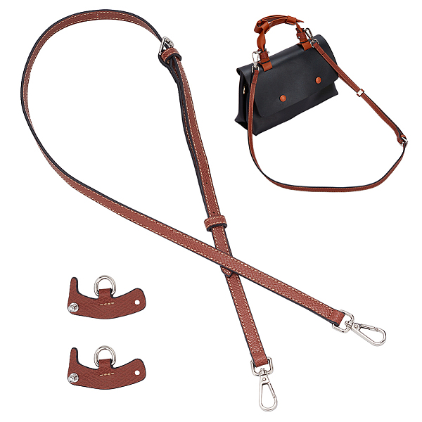 

PandaHall Leather Bag Handles & Undamaged Bag Triangle Buckle Connector, No Punch Detachable Bag Handle Cover, Saddle Brown...