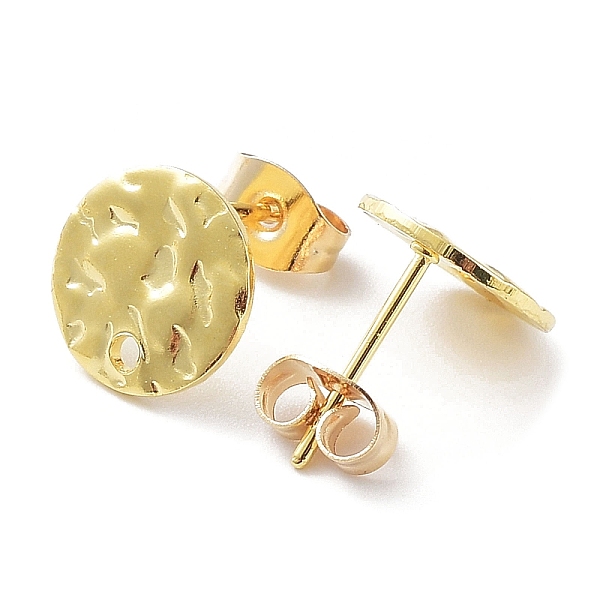 

PandaHall 201 Stainless Steel Flat Round Stud Earring Findings, with 304 Stainless Steel Pins, Golden, 10x0.9mm, Hole: 1.4mm, Pin: 0.7mm 304...