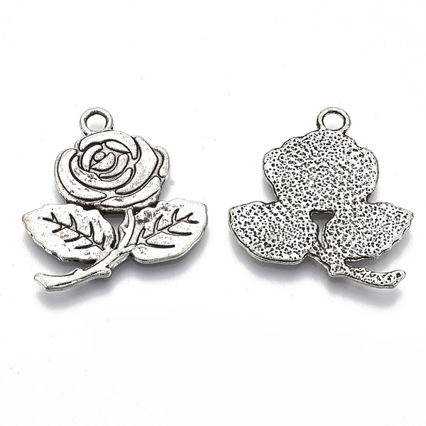 

PandaHall Tibetan Style Alloy Pendants, Cadmium Free & Lead Free, Rose Flower, for Valentine's Day, Antique Silver, 27x26x1.5mm, Hole: 3mm...