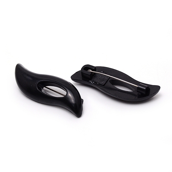 

PandaHall Resin Brooches, with Stainless Steel Pin, Black, 40x13x9mm Resin Black