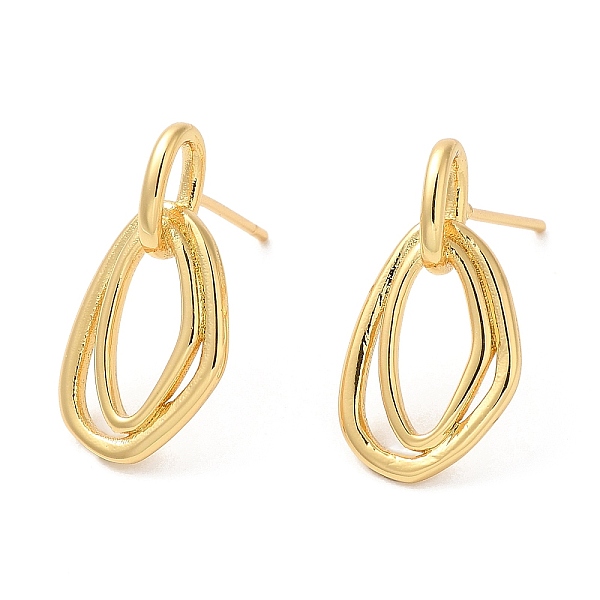 

PandaHall Rack Plating Brass Twist Oval Dangle Stud Earrings, Lead Free & Cadmium Free, Real 18K Gold Plated, 20.5x11mm Brass Oval