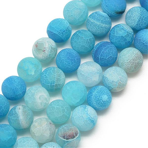 

PandaHall Natural Weathered Agate Bead Strands, Frosted, Dyed, Round, Deep Sky Blue, 10~10.5mm, Hole: 1.5mm, about 37pcs/strand, 14.6 inch...