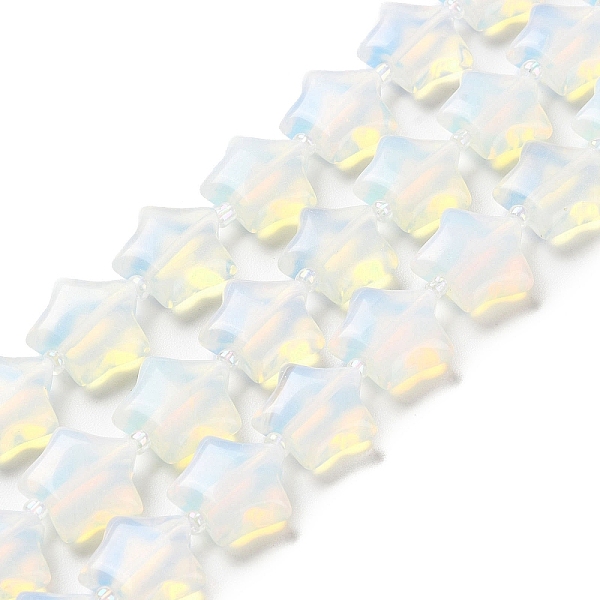 

PandaHall Opalite Beads Strands, with Seed Beads, Puffed Star, 14~15.5x15~16x6.5~7mm, Hole: 1mm, about 24~25pcs/strand, 15.55''~15.95''...