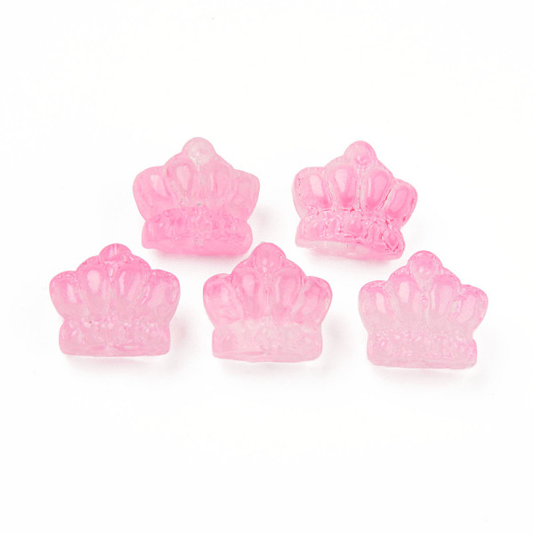 

PandaHall Two Tone Transparent Spray Painted Glass Beads, Crown, Pink, 12x14x8.5mm, Hole: 1mm Glass Crown Pink