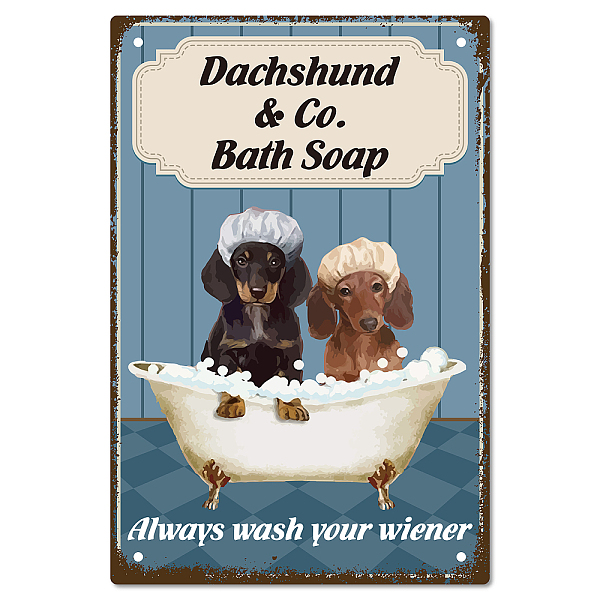 

PandaHall CREATCABIN Dog Bathtub Tin Sign Bathroom Vintage Metal Sign Kind Reminder Poster Retro Painting Plaque Iron Sign Wall Decor Art...