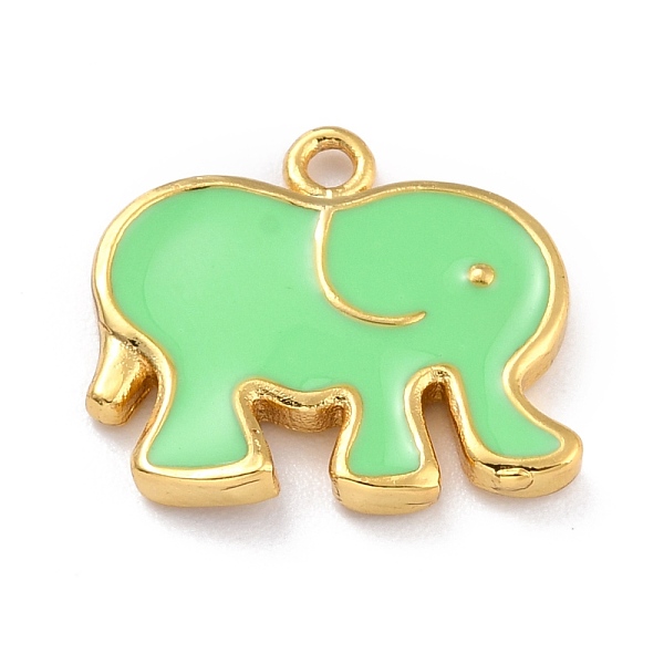 

PandaHall Golden Brass Enamel Pendants, Long-Lasting Plated, Elephant, Green, 16x17.5x2mm, Hole: 1.6mm Brass+Enamel Elephant Green