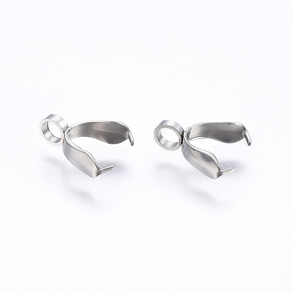 

PandaHall 201 Stainless Steel Pendant Pinch Bails, Stainless Steel Color, 11x9x3mm, Hole: 2.5mm 201 Stainless Steel