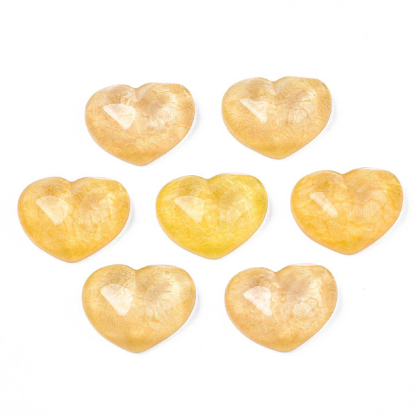 

PandaHall Transparent Resin Cabochons, Water Ripple, Heart, Gold, 17x21x7.5mm Resin Heart Gold