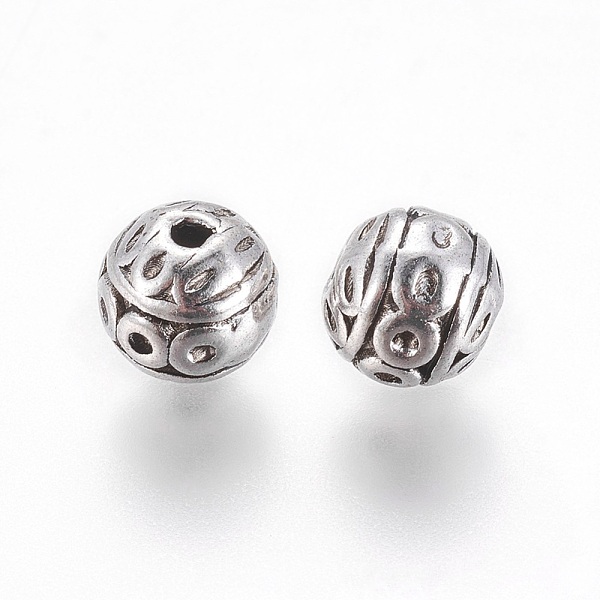 

PandaHall Tibetan Style Zinc Alloy Beads, Textured Round, Cadmium Free & Nickel Free & Lead Free, Antique Silver, 8mm, Hole: 1mm Alloy Round