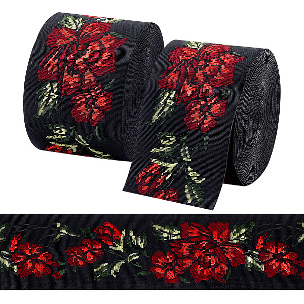 

PandaHall 7M Flat Ethnic Style Polyester Jacquard Flower Ribbon, for Clothing Sewing, Dark Red, 2 inch(50mm), about 7.66 Yards(7m)/Roll...