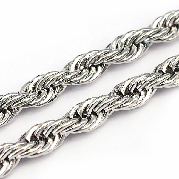 

PandaHall 304 Stainless Steel Rope Chains, Stainless Steel Color, 6.8x1.4mm 304 Stainless Steel