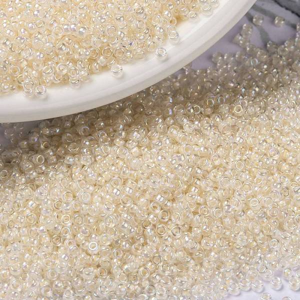

PandaHall MIYUKI Round Rocailles Beads, Japanese Seed Beads, (RR281) Pale Peach Lined Crystal AB, 15/0, 1.5mm, Hole: 0.7mm, about..., Orange