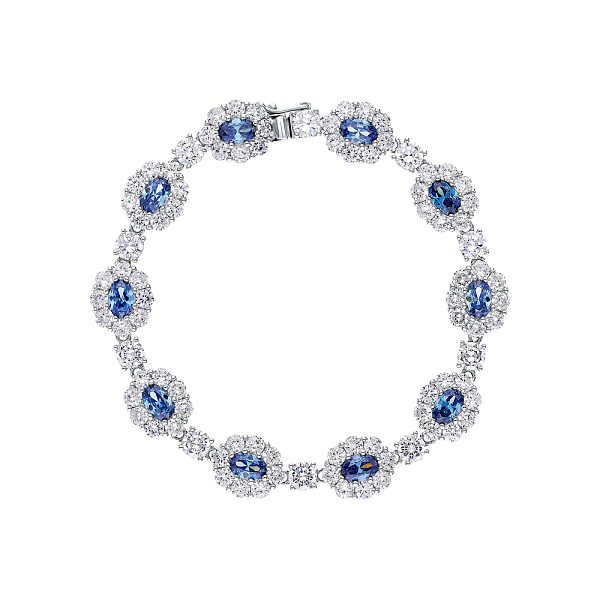 

PandaHall Vintage Sterling Silver Flower Link Bracelets, Elegant Cubic Zirconia Jewelry for Women Sterling Silver