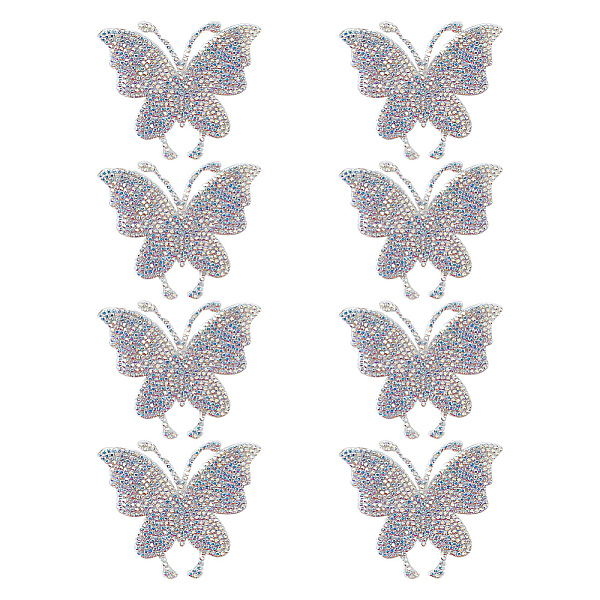 8 Pcs Rhinestone Butterfly Patches, Felt Appliques Patch Decorative Clothes Patches Craft Accessories for Clothing Jeans Jackets Handbag Shoes