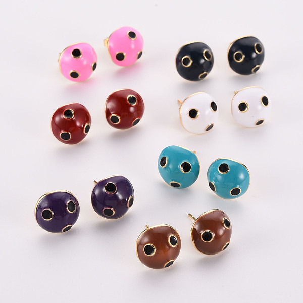 

PandaHall Brass Enamel Stud Earrings, with Ear Nuts, Cadmium Free & Nickel Free & Lead Free, Mushroom, Real 16K Gold Plated, Mixed Color..., Multicolor