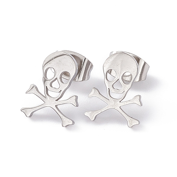 

PandaHall 304 Stainless Steel Tiny Hollow Out Skull Stud Earrings for Women, Stainless Steel Color, 11x8.5mm, Pin: 0.6mm 304 Stainless Steel...