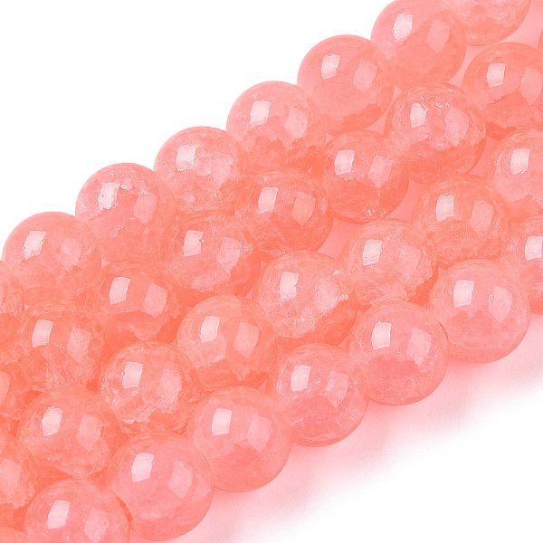 

PandaHall Baking Painted Crackle Glass Bead Strands, Round, Coral, 8mm, Hole: 1.3~1.6mm, about 100pcs/strand, 31.4 inch Glass Round Red