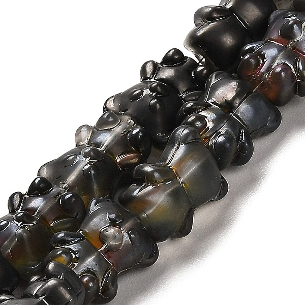 

PandaHall Electroplate Glass Beads Strands, Frosted, Bear, Black, 16x12x9mm, Hole: 1.2mm, about 45pcs/strand, 25.98''(66cm) Glass Bear Black