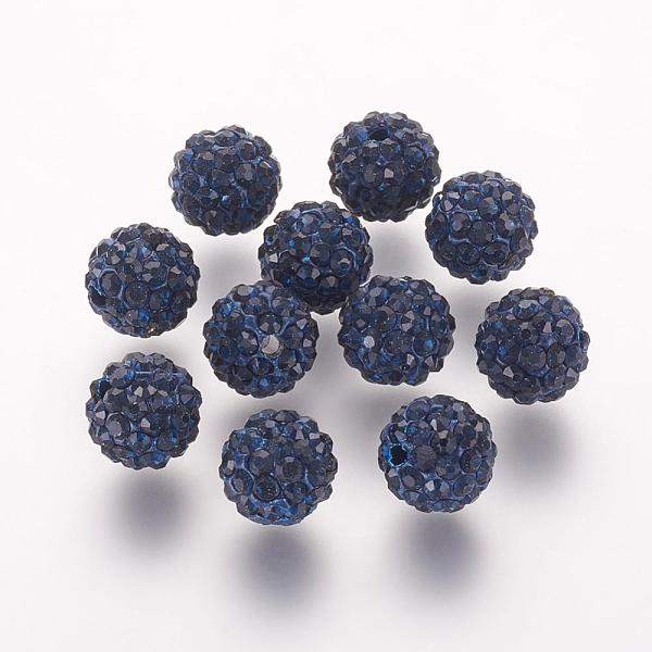 

PandaHall Polymer Clay Rhinestone Beads, Grade A, Round, Pave Disco Ball Beads, Montana, 8x7.5mm, Hole: 1mm Polymer Clay+Glass Rhinestone..., Blue