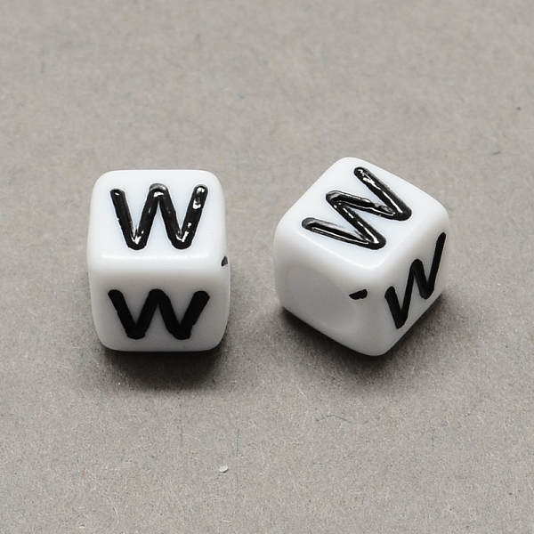 

PandaHall Large Hole Acrylic Letter European Beads, Horizontal Hole, White & Black, Cube with Letter, White, 6x6x6mm, Hole: 4mm Acrylic Cube...