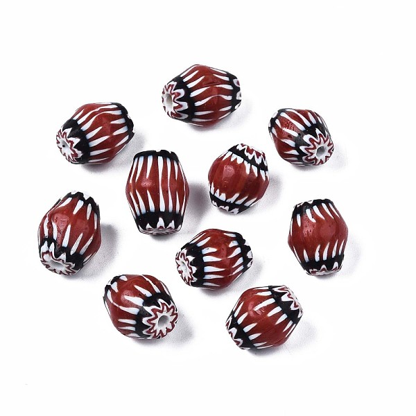 

PandaHall Handmade Millefiori Lampwork Beads, Barrel, Dark Red, 13~14x11~12mm, Hole: 1.5~2mm Millefiori Lampwork Barrel