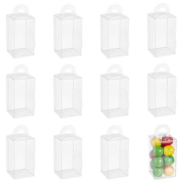 

PandaHall 30 Pcs Hanging Transparent Gift Boxes, 1.5x1.5x2.8 Inch Clear Candy Box Rectangle PVC Favour Boxes for Candy Sweets Chocolate...