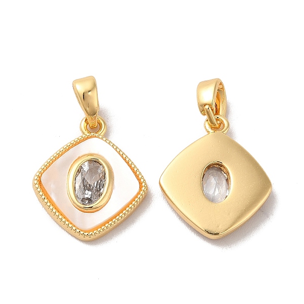 

PandaHall Brass Cubic Zirconia Pendants, with Shell, Rhombus with Oval Pattern, Real 18K Gold Plated, 16x13.5x2.6mm, Hole: 2x3.4mm...