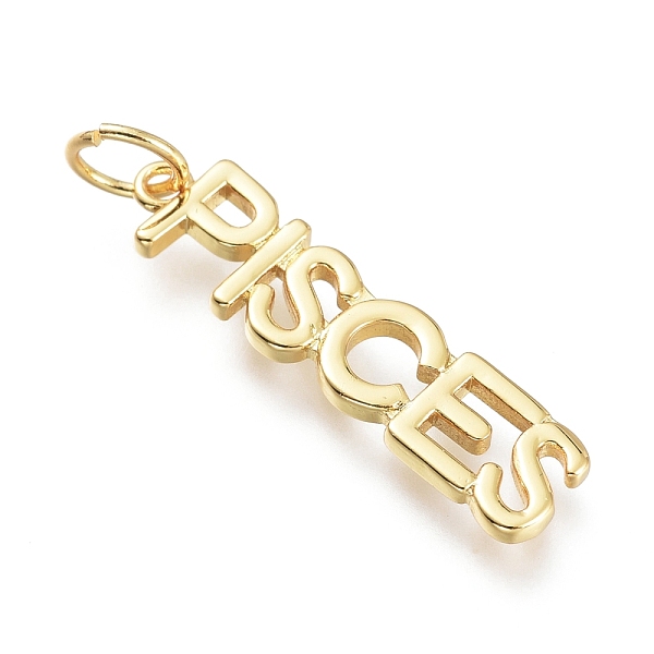 

PandaHall Brass Pendants, with Jump Rings, Long-Lasting Plated, Constellation/Zodiac Sign, Word, Pisces, 27.5x6.5x2mm, Hole: 4.5mm Brass...