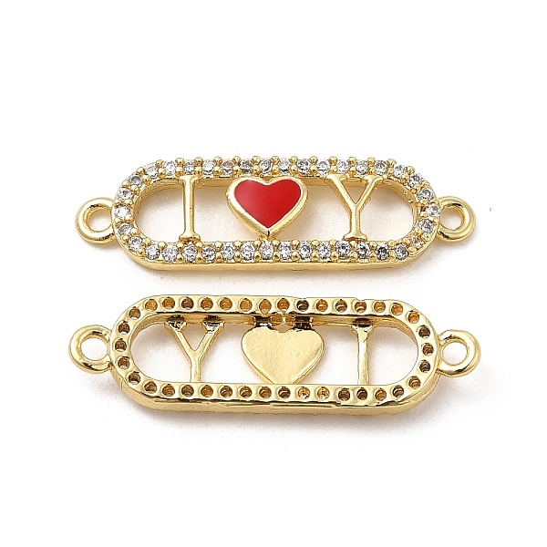 

PandaHall Brass Micro Pave Clear Cubic Zirconia Connetor Charms, with Enamel, Oval Links with Red Heart, Real 18K Gold Plated, 7x24.5x2.5mm...