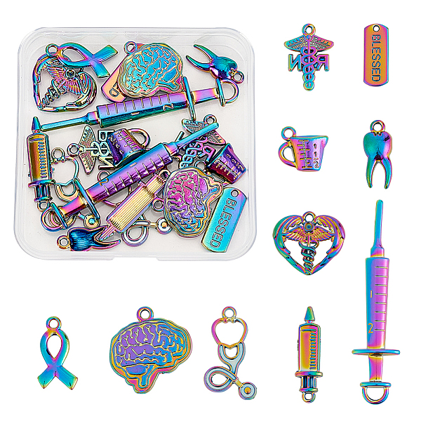 

PandaHall ARRICRAFT Alloy Pendants, Cadmium Free & Nickel Free & Lead Free, Hospital Theme Mixed Shapes, Rainbow Color, 19~61.5x8~22x2~5mm...