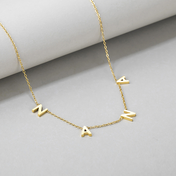 

PandaHall Fashionable Geometric Stainless Steel Letter Nana Pendant Necklace for Women's Daily Wear, Golden Stainless Steel