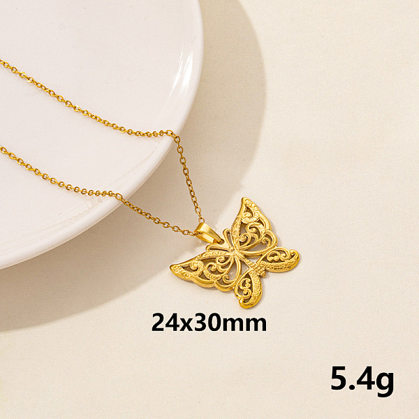 

PandaHall 304 Stainless Steel Butterfly Pendant Necklaces, Chain Chain Necklaces Stainless Steel Butterfly