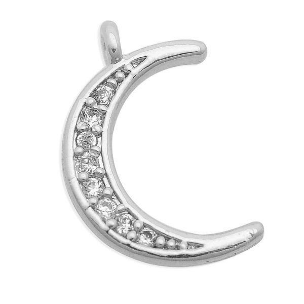 

PandaHall Brass Micro Pave Clear Cubic Zirconia Charms, Moon, Platinum, 14.5x9.5x2mm, Hole: 1mm, 3pcs/bag Brass+Cubic Zirconia Moon Clear