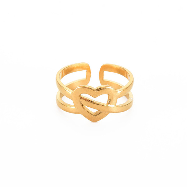 

PandaHall Ion Plating(IP) 304 Stainless Steel Heart Wrap Open Cuff Ring for Women, Nickel Free, Real 18K Gold Plated, US Size 7 1/4(17.5mm)...