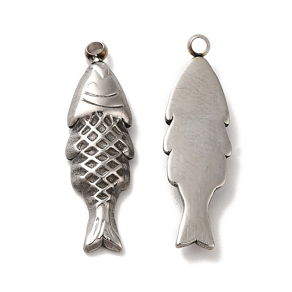 

PandaHall 304 Stainless Steel Pendants, Fish Charm, Stainless Steel Color, 23x7x2.5mm, Hole: 1.5mm 304 Stainless Steel Fish