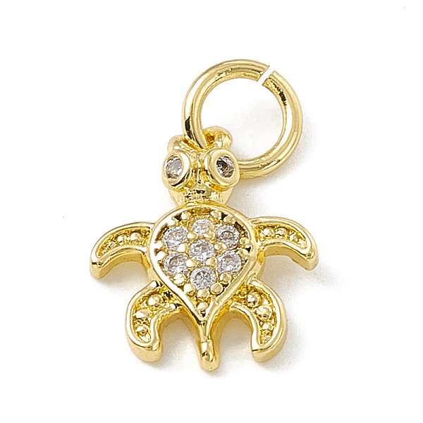 

PandaHall Brass Micro Pave Cubic Zirconia Charms, with Jump Ring, Tortoise Charm, Real 18K Gold Plated, 12.5x10x2.5mm, Hole: 3mm Brass+Cubic..., Clear