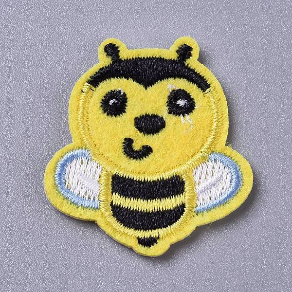 

PandaHall Computerized Embroidery Cloth Iron on/Sew on Patches, Costume Accessories, Appliques, Bees, Yellow, 32x30x1.5mm Cloth Bees Yellow